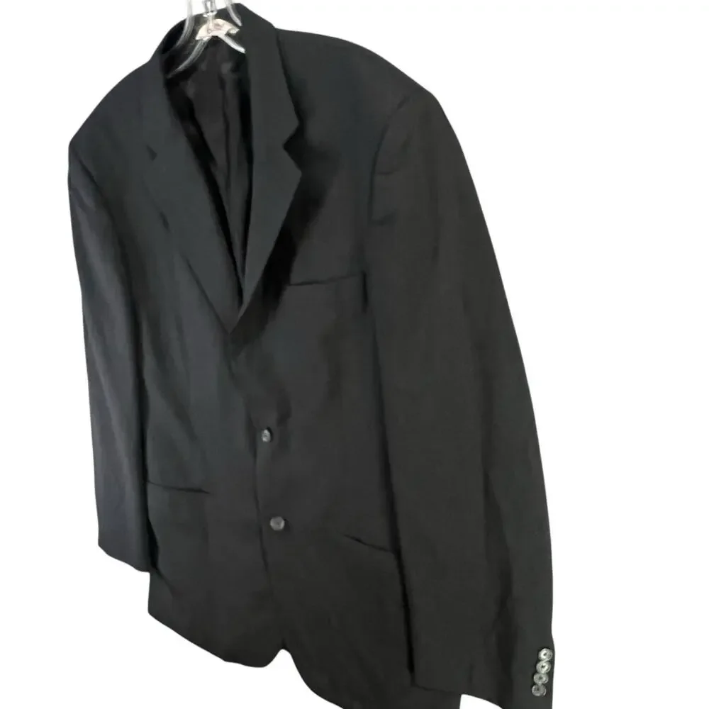 Pronto‎ Uomo Suit Jacket Mens 42L Black Wool Sport Coat Blazer Business Classic